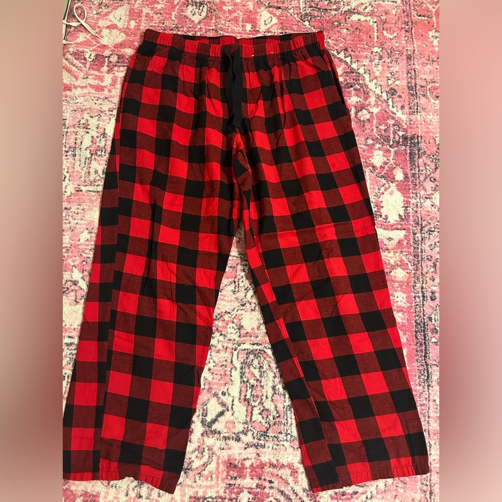 black and red checkered pj pants